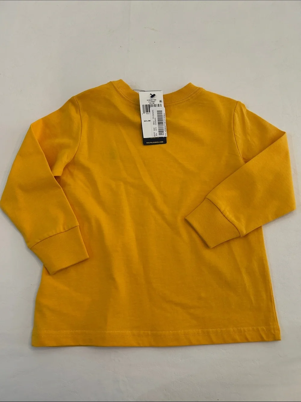 Ralph Lauren Long-Sleeve Crewneck Tee - Yellow with Navy Logo